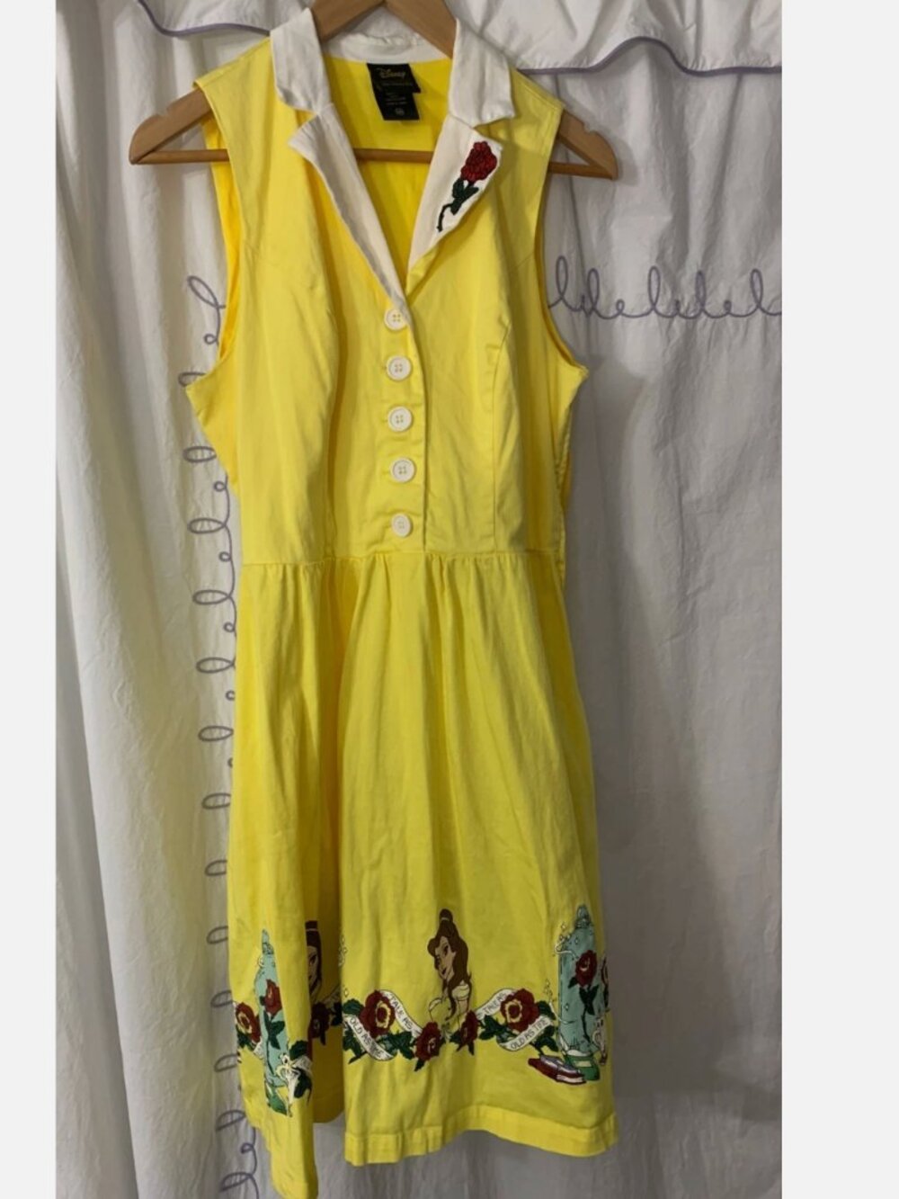 Disney Her Universe Belle Dress Large Beauty and the Beast Rose Yellow Rare